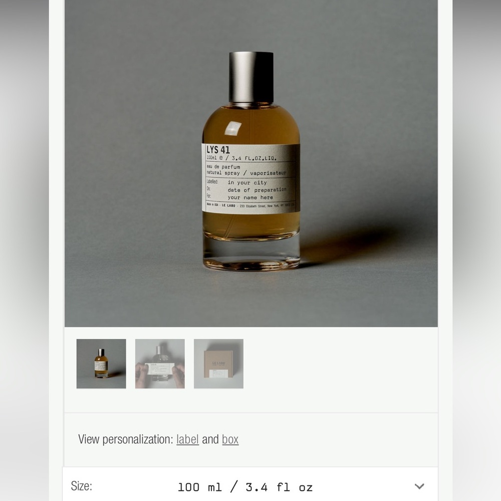 Brand new Le labo Perfume LYS 41 100ml EDP